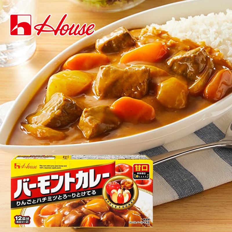 日本进口house好侍咖喱块百梦多苹果咖喱调味汤料甘口原味230g/盒-封面