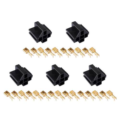 继电器连接器 5 针继电器连接器30A40A12V插座6.3mm5 件装