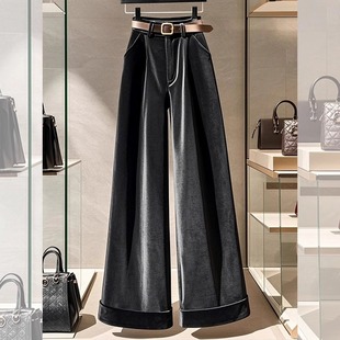 今年流行的爆款裤子2025春季新款休闲裤女高腰显瘦阔腿裤宽松长裤