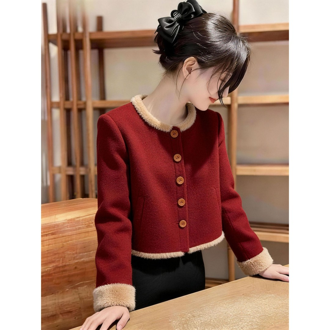 冬季新款新中式国风毛呢外套今年流行爆款气质高级感复古女装上衣,女装/女士精品,短外套,淘宝优惠券,粉丝福利购,淘宝优惠卷
