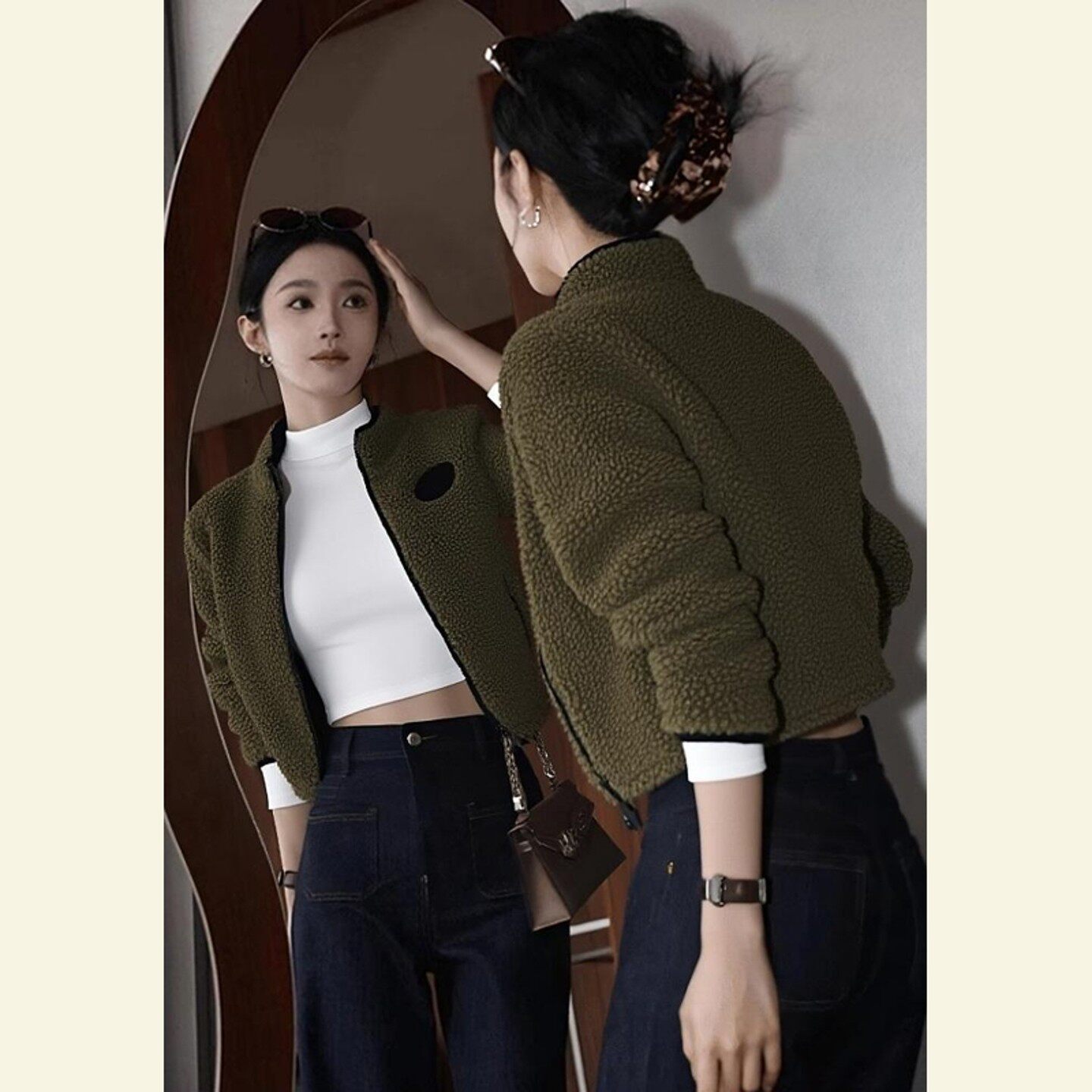 百搭羊羔绒外套女2025冬季新款小翻领短外套又酷又飒高级感显瘦潮,女装/女士精品,短外套,淘宝优惠券,粉丝福利购,淘宝优惠卷