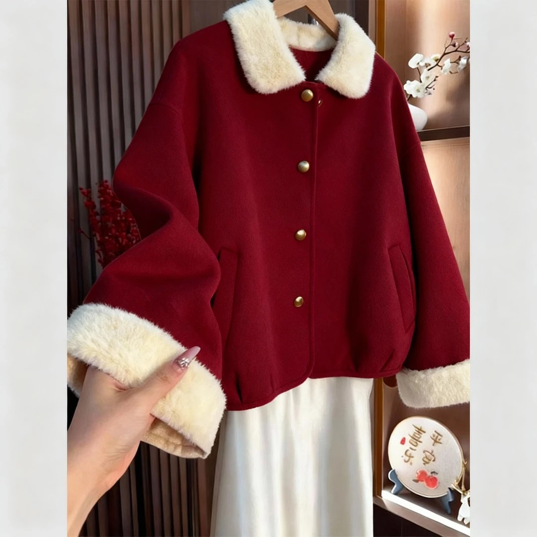 冬季新款轻熟风短外套女时尚百搭气质宽松慵懒别致设计感外搭上衣,女装/女士精品,短外套,淘宝优惠券,粉丝福利购,淘宝优惠卷