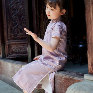 全开襟儿童旗袍女小女孩夏季民国风民国装女童夏女宝中国风