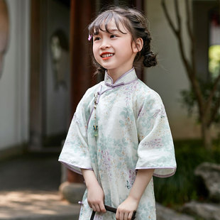儿童苎麻旗袍女童新中式 儿童中国风民国风2026夏连衣裙春秋唐装