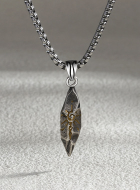 法国TopWhit复古许愿石项链潮男个性中性风陨石拼色吊坠男士嘻哈