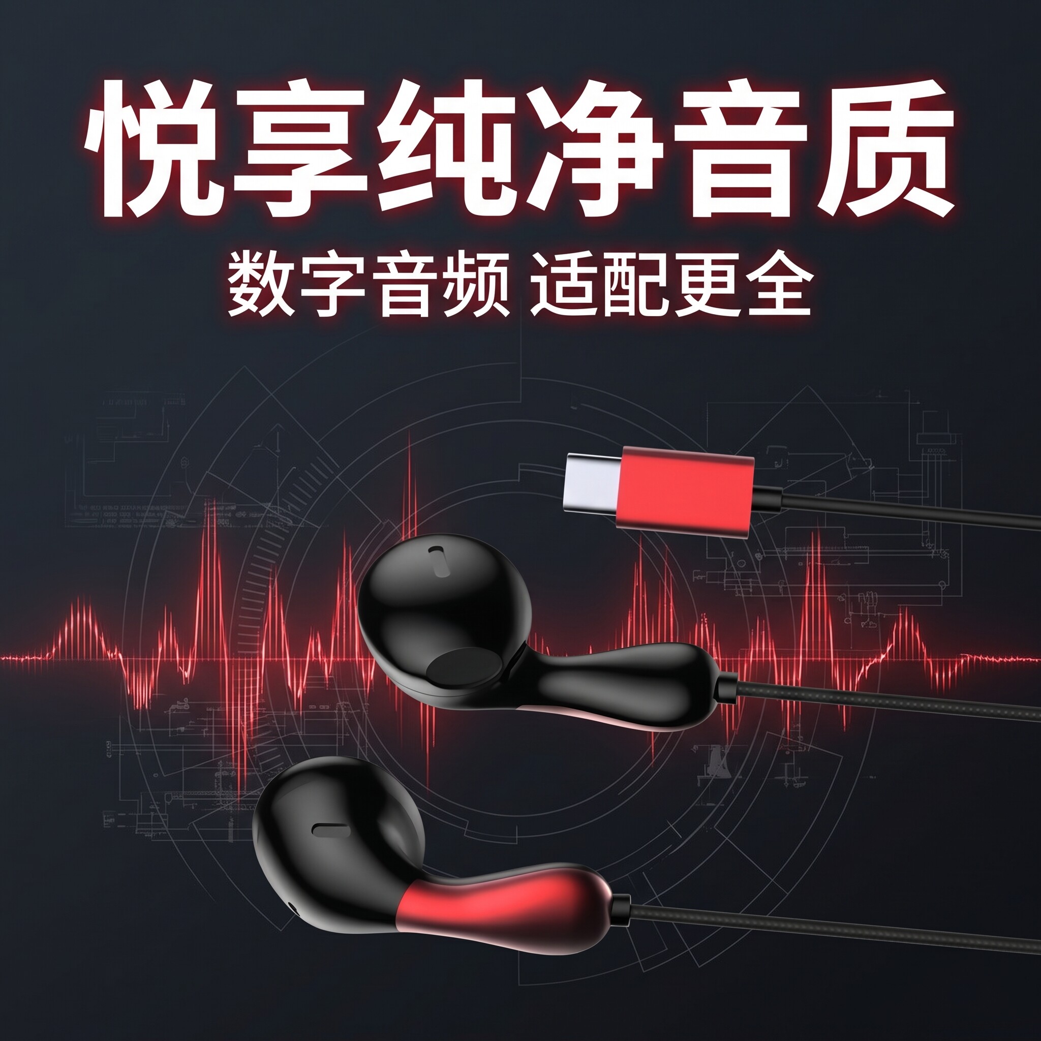 通用耳机适用于vivo华为小米OPPO带麦K歌入耳式重低音Type-c手机