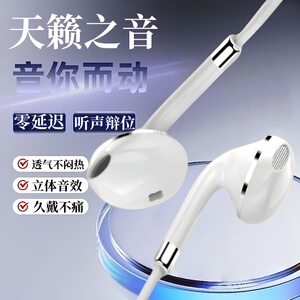 新款高音质耳机有线游戏电竞扁孔入耳式降噪带麦圆孔台式手机通用