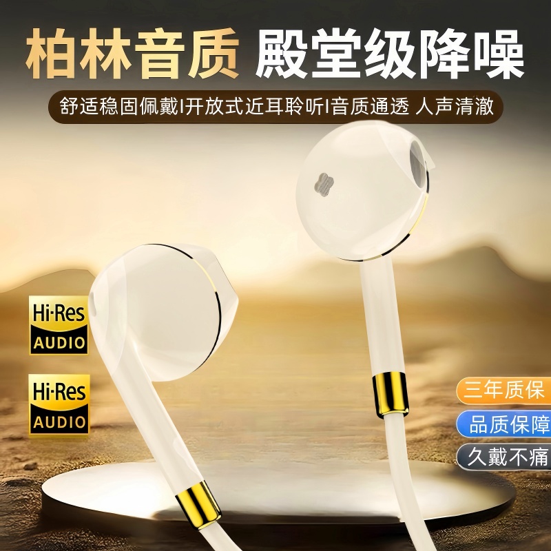 耳机有线入耳式高音质type-c接口3.5mm圆孔适用华为小米OPPO
