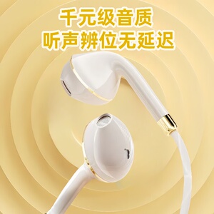 入耳式有线耳机type-c扁口适用华为Vivo小米OPPO通用游戏K歌耳塞