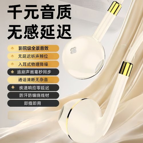 游戏电竞半入耳数字解码适用于iqoo有线耳机type圆孔vivo华为小米