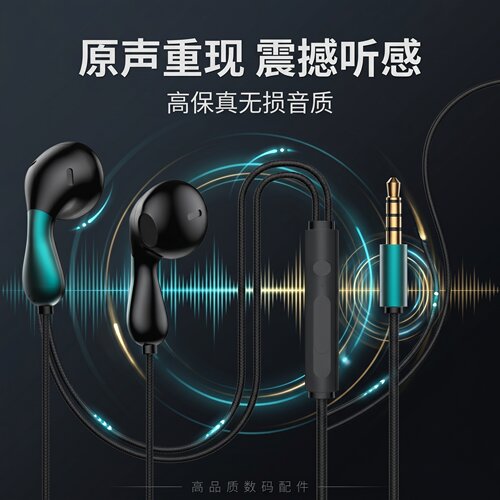 耳机有线入耳式适用于华为oppo小米苹果手机type-c接口圆头扁孔