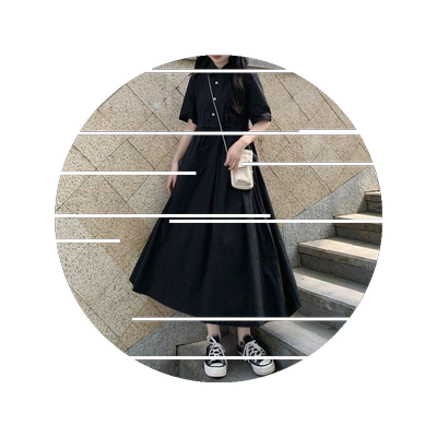 POLO短袖连衣裙领抽绳韩版显