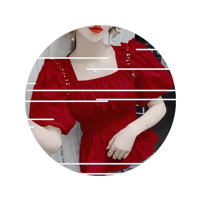 夏装2026新款洋气方领钉珠荷叶