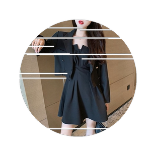 链条长袖短款西装外套打底吊带抹胸连衣裙春季2026年新款女装套装