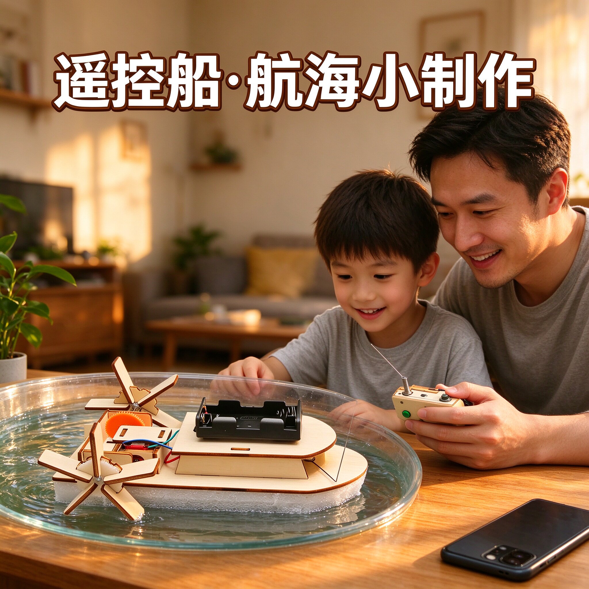 儿童DIY遥控明轮船船史实验