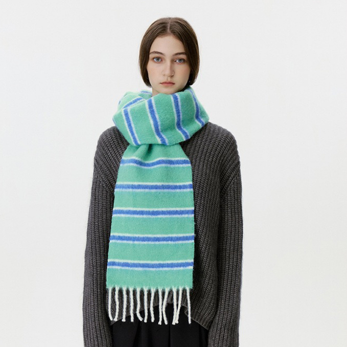 秋冬新款羊毛围巾男女高级感撞色保暖加长加厚百搭流苏情侣围脖潮