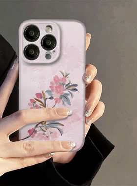 焱焱新中式复古桃花适用华为mate60pro手机壳p60/p50菲林壳nova11/10硬壳小米14红米K60vivox100荣耀国风壳