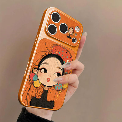 焱焱橙色美丽女孩适用苹