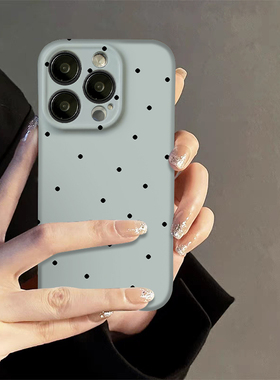 焱焱简约波点蓝黄色适用iphone15promax苹果14新款13菲林二合一ins小众11高级感12女生xr全包防摔8plus手机壳
