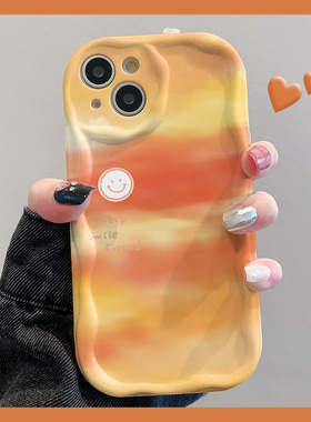 焱焱橙色晕染适用荣耀100手机壳苹果16Pro高级华为nova12创意iPhone14全包vivos18防摔小米14硅胶女款oppo红