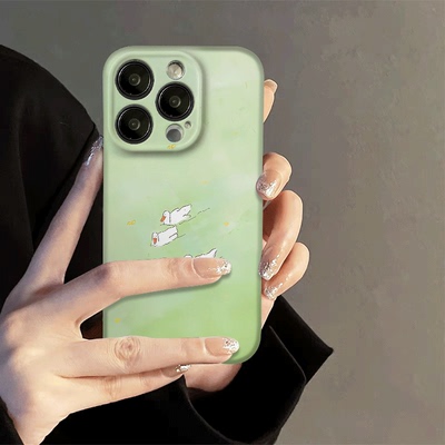 焱焱春水暖治愈系可爱鸭子菲林适用iPhone13promax手机壳华为nova11小米14红米k60硬vivoiqooneo7魅族21苹果