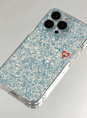 焱焱蓝色线条适用苹果16promax新款15pro小众14plus手机壳13简约12网红11/x华为P70荣耀90vivo小米oppo保护套