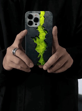 焱焱平面绿色岩浆适用苹果16pro手机壳15promax创意141312小众保护壳华为小米OPPO/VIVO华为mate60/p70创超火