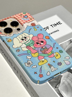 焱焱菲林花朵粉兔子适用苹果15promax手机壳小众14pro保护套华为mate50/60硬p40情侣nova78小米13pr荣耀70/80