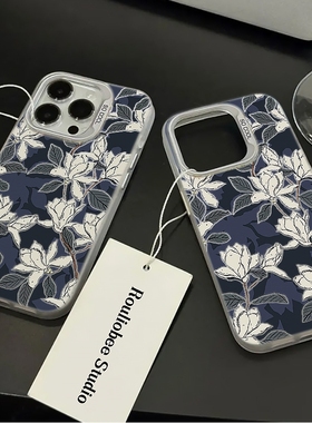 玉兰花适用13苹果15promax手机壳iphone14一加12红米k70小米100荣耀8090真我nova11保护套P50华为mate604030