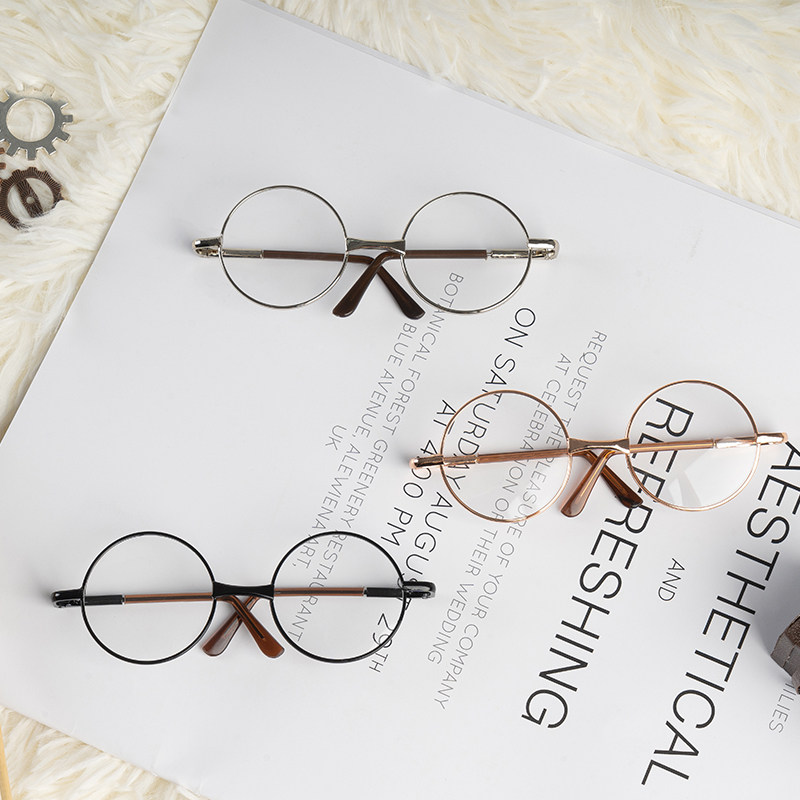 20CM棉花娃娃配饰圆形金属透明眼镜20厘米明星公仔玩偶娃衣配件