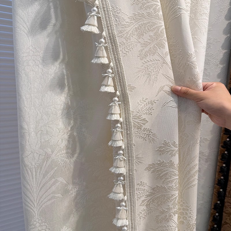 2025年新款金风玉露高端轻奢法式奶油原木中古客厅卧室落地窗窗纱