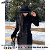 HiimDai 大衣 含羊毛沙漏收腰双排扣长款 留洋大小姐 C位黑化千金