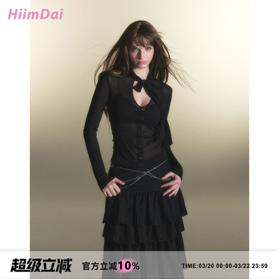 微透绑带修身长袖T恤HiimDai