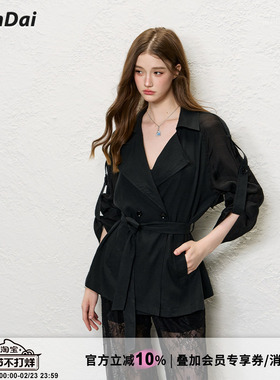 HiimDai 居家/出游 ‘会呼吸’的天丝麻风衣 廓形显瘦中长款外套