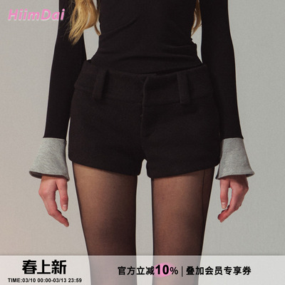 毛呢短裤HiimDai比例休闲裤