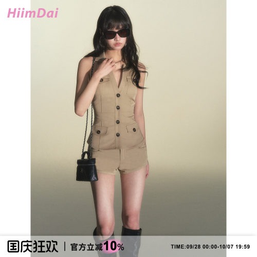 HiimDai无袖风衣马甲修身背心
