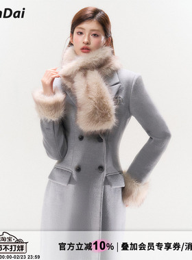 HiimDai 潮汐 优越版型！原创沙漏腰大衣 含羊毛双排扣毛呢外套