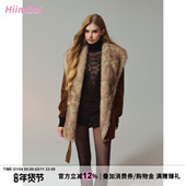 HiimDai 曼城旧事 复古毛领拼接系带棉服外套皮毛一体灯芯绒夹克