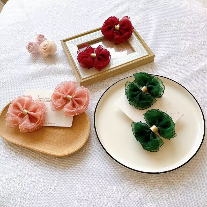 韩版儿仙蝴蝶结花朵发夹女童发饰宝宝气质顶夹小女孩甜美发卡头饰