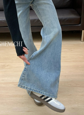 MIAOSHENGCHI定制高个子175微喇牛仔裤女春夏季加长版显瘦喇叭裤