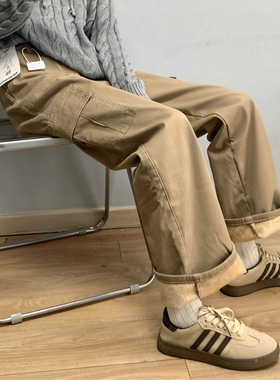 MIAOSHENGCHI定制高个子170加绒工装裤女冬天卡其显瘦加长直筒裤