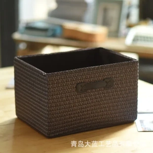 储物盒家用整理箱杂物篮编织框书本玩具收纳筐零食盒子置物篮 日式