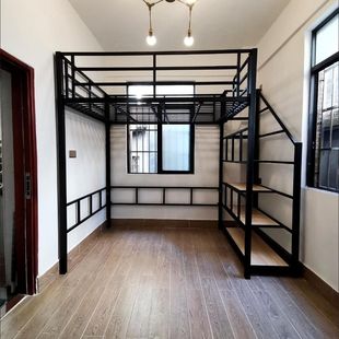 架空二层床阁楼床小户型高架床上床下空成人二层床铁艺北欧式吊床