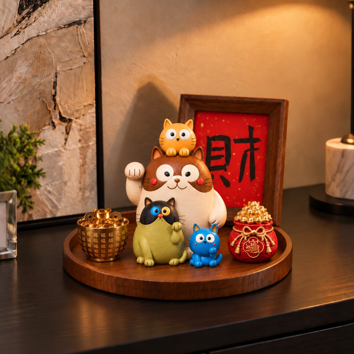 创意招财猫摆件玄关客厅装饰品乔迁搬家入宅仪式用品开业礼物前台