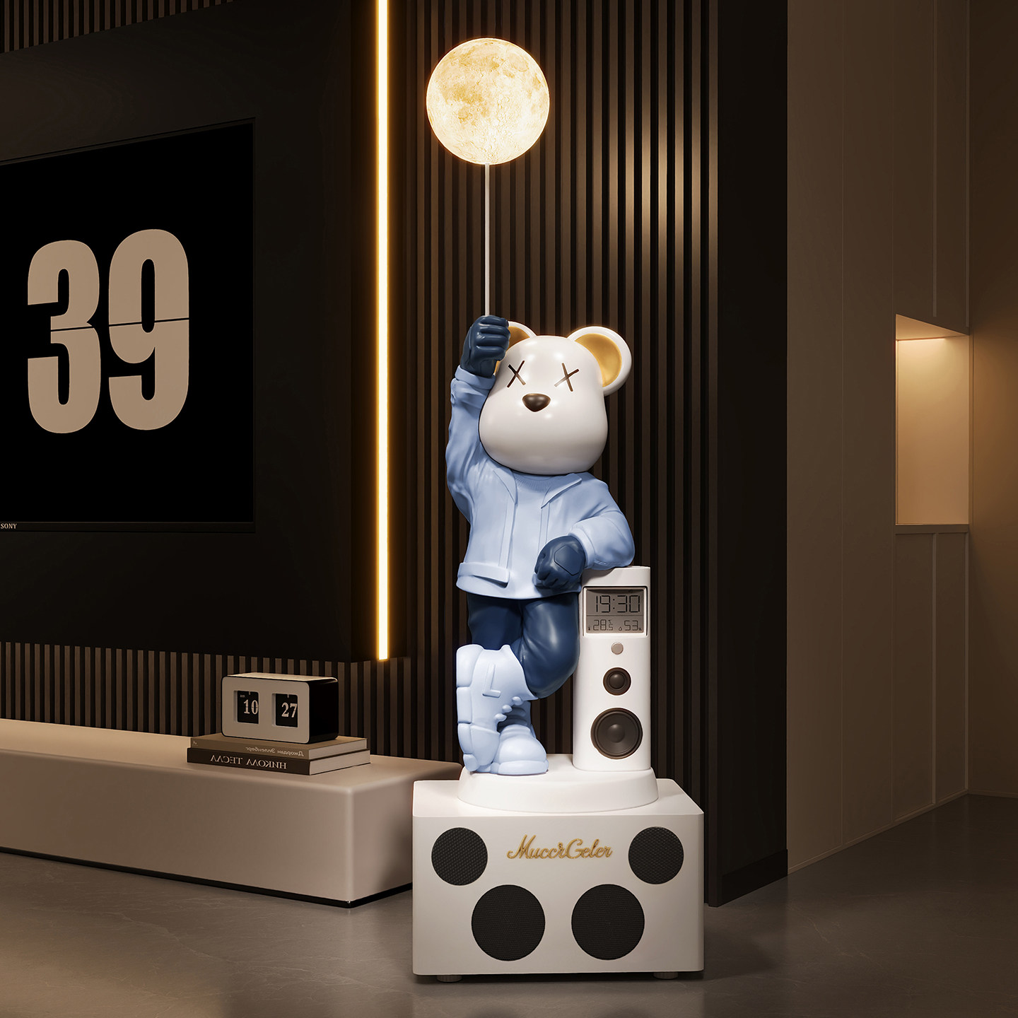 音乐暴力熊摆件客厅轻奢高级感落地大型装饰话筒家用k歌音响一体