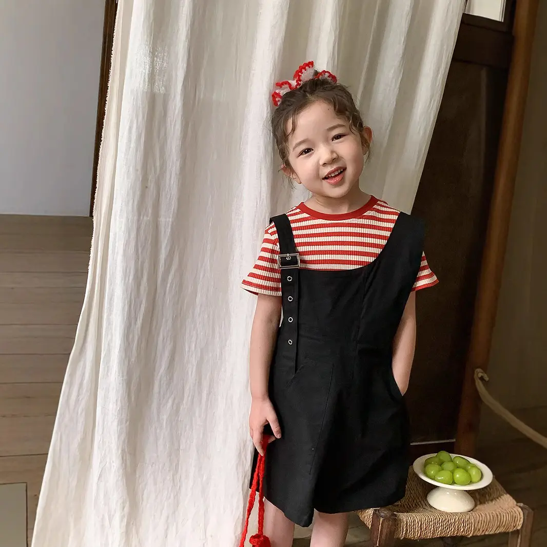 女童夏装背带裤2025新款韩版儿童时髦背带短裤夏季女宝宝百搭裤