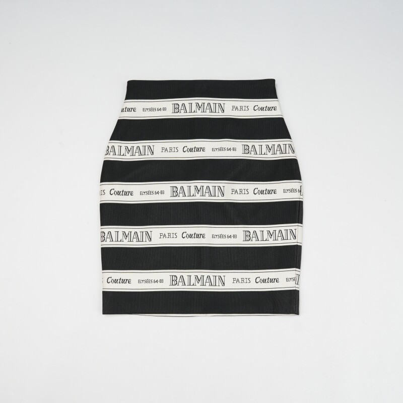 BALMAIN 25秋女半身裙搭扣条纹包臀裙巴尔曼国内现货EF1LC245JJ95