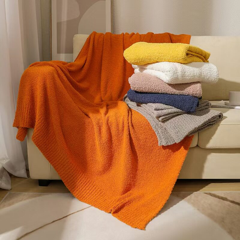 半边绒正品沙发盖毯针织毯空调毯 ins毯子纯色办公室毛绒毯懒人毯