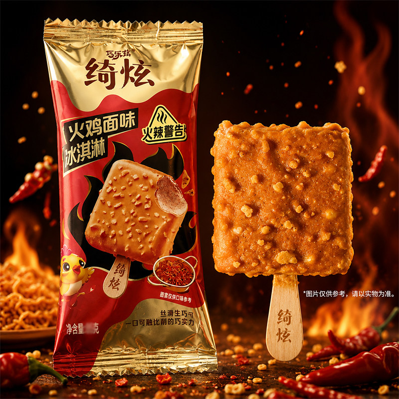 伊利巧乐兹绮炫火鸡面味冰淇淋生牛乳巧克力辣火鸡面雪糕图片