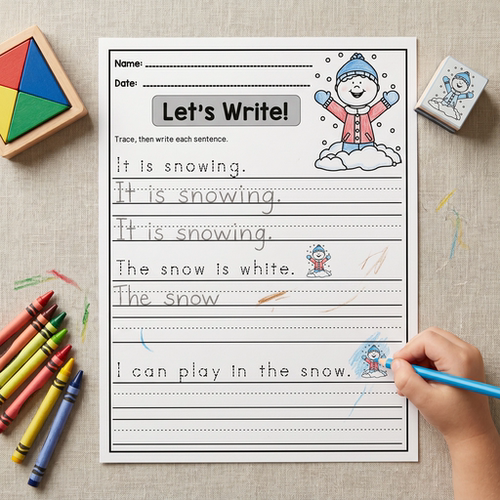 Writing描红书写简单句子临摹涂色幼儿园小学生英语启蒙教具练习